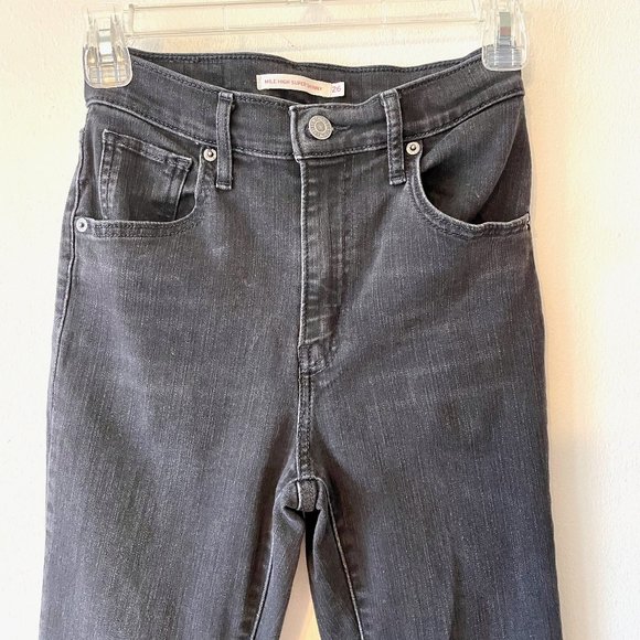 Levi's | Black Label Black Mile High Super Skinny Denim Jeans Sz 26 - Picture 2 of 10